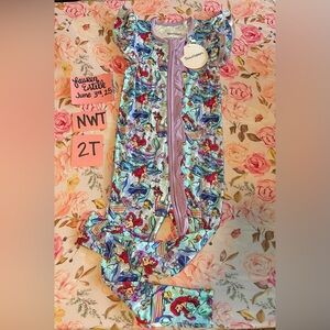 NWT toddler girls 2T Ariel The Little Mermaid soft Bamboo outfit with zipper